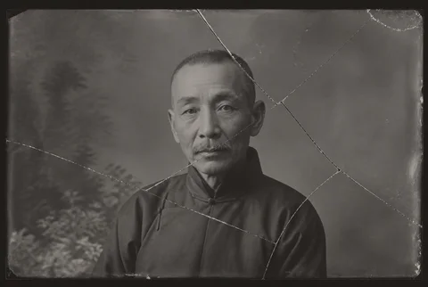 Before restoration: A 1910s portrait, clear of glass-plate cracks