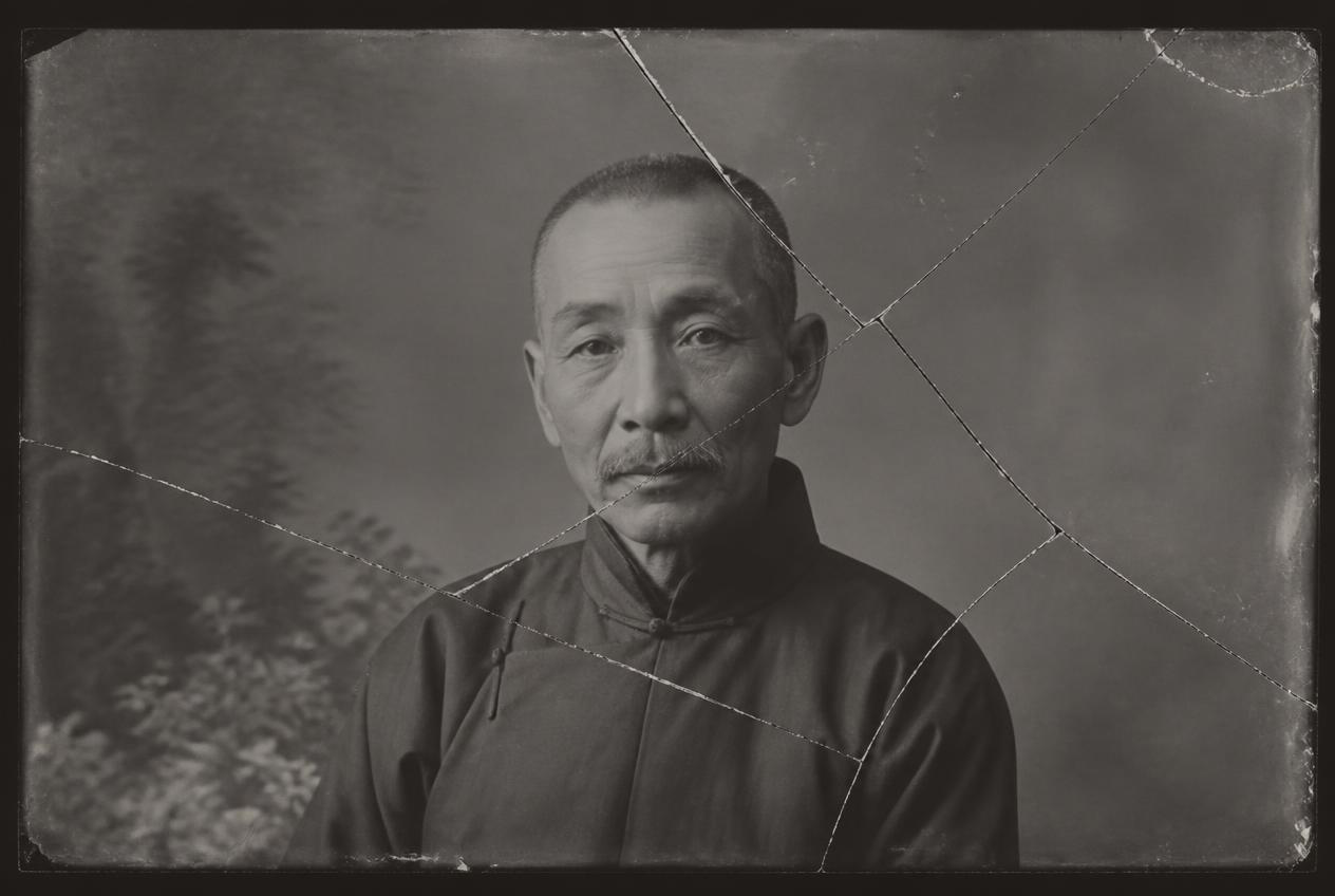 Before restoration: A 1910s portrait, clear of glass-plate cracks