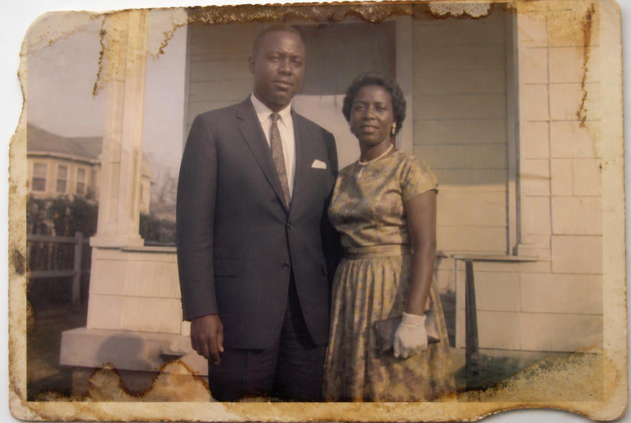 Before restoration: A 1950s couple, free of water damage