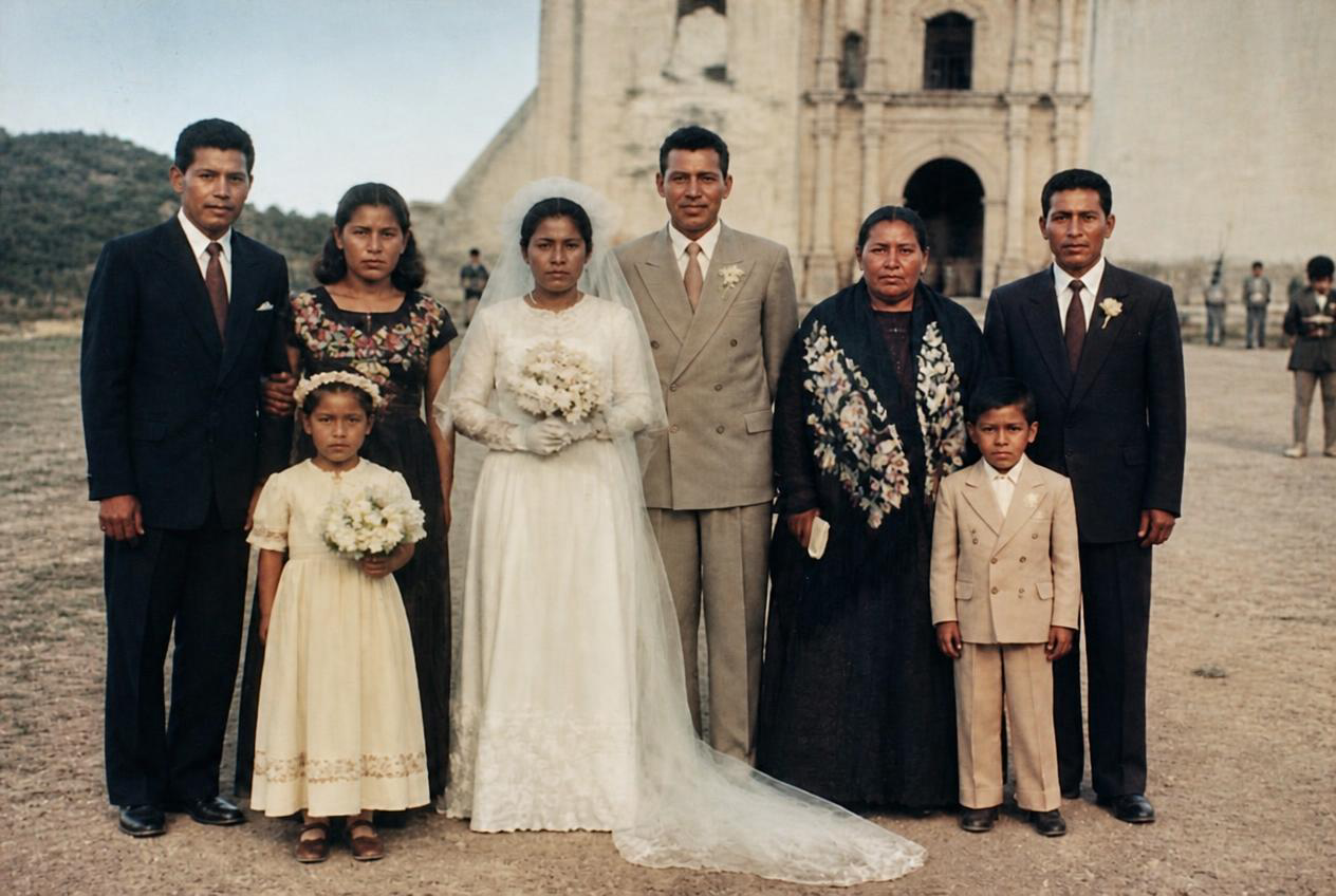 After restoration: A 1940s wedding group, gently brought back