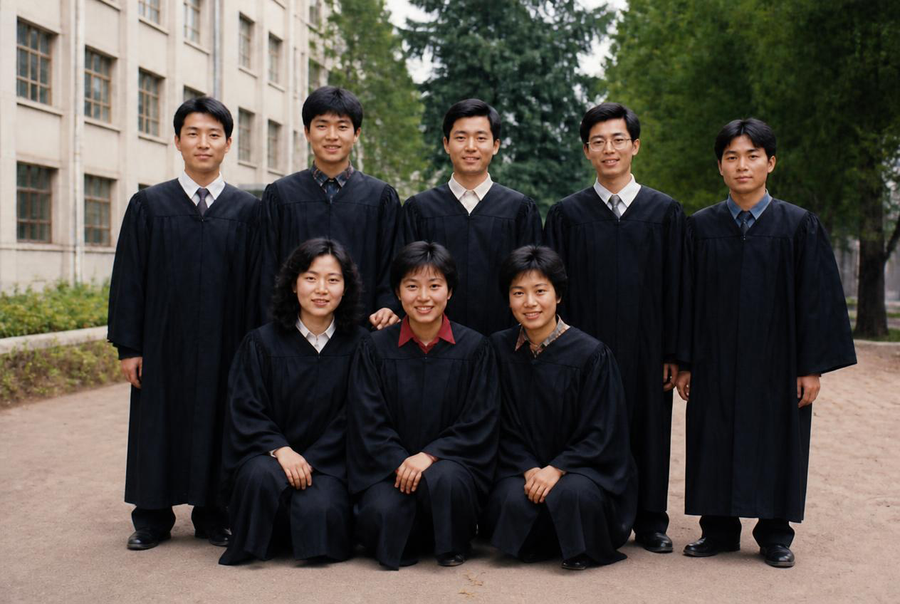 After restoration: A 1990s graduation group, back in focus